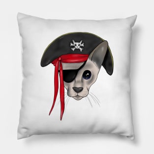 Meow Matey - Fearless Hairless Pirate Cat Pillow