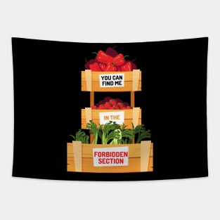 Funny Vegan Veggies Forbidden Section Tapestry