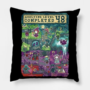 Adulting Level 48 Completed Birthday Gamer Pillow