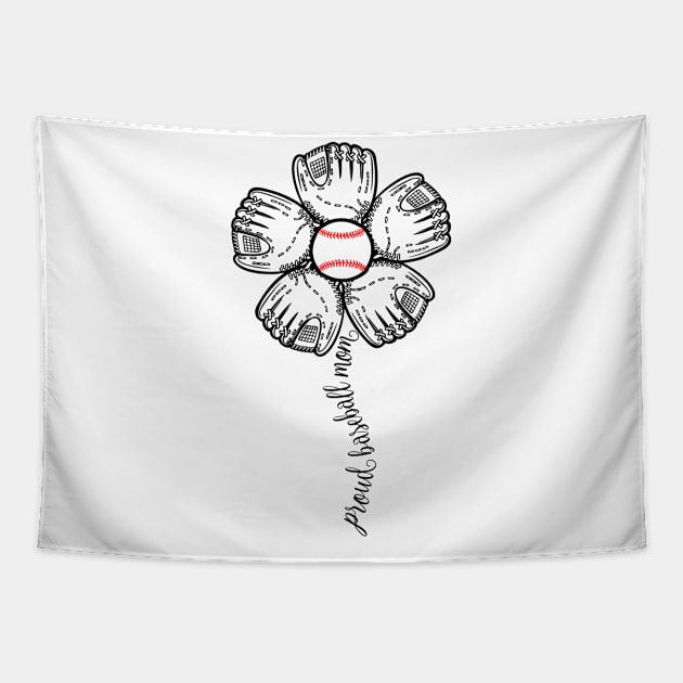 Proud Baseball Mom Flower Tapestry by Chicu