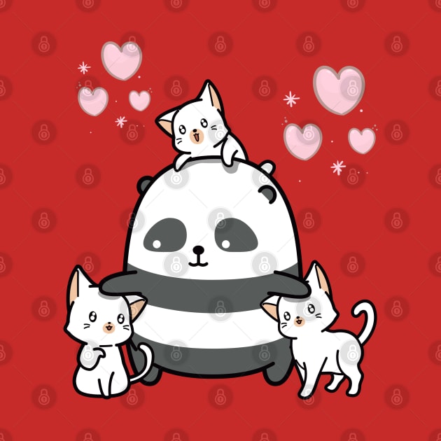 Cute Panda Play With Three Kitten by Suga Collection