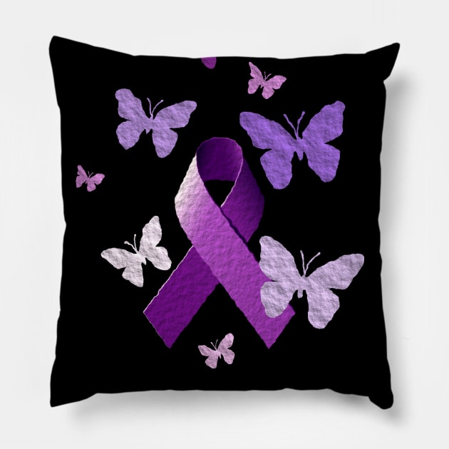 Purple Awareness Ribbon Pillow by AlondraHanley