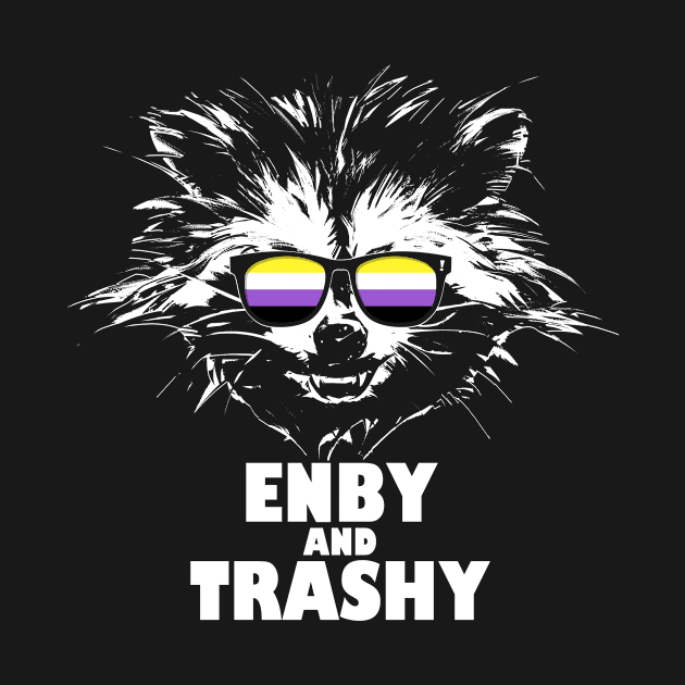 Enby and Trashy Raccoon Sunglasses Non-Binary Pride by wheedesign