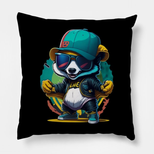cute panda hip-hop Pillow by Rizstor