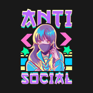 Cute Anti Social Vaporwave Anime Girl Antisocial T-Shirt