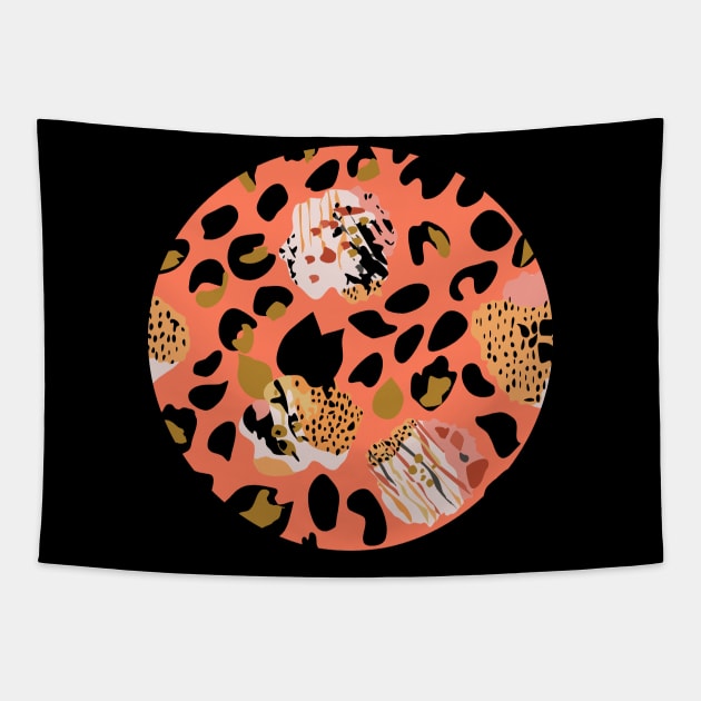 Modern abstract rose and leopard texture Tapestry by dvongart