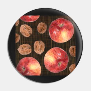 Autumn fruits: apples and walnuts dark Pin