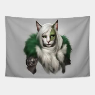 fantasy cat witch green Tapestry