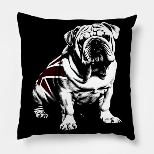 British Bulldog Union Jack Illustration - Patriotic Dog Design Pillow