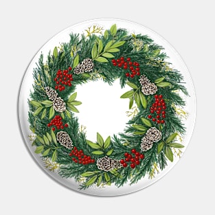 Holiday Wreath With Pine Cones and Berries Pin