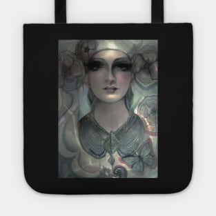 fashion exotic woman metallic designer print drawing Tote