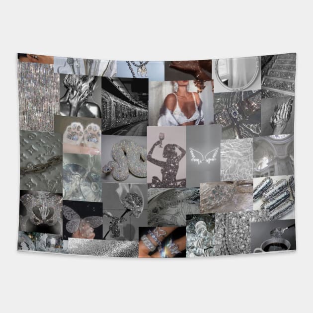 silver aesthetic collage Tapestry by morgananjos