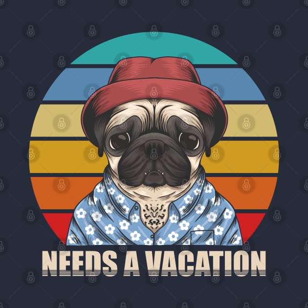 Sad Pug needing a vacation. Family trip. Perfect present for mom mother dad father friend him or her by SerenityByAlex