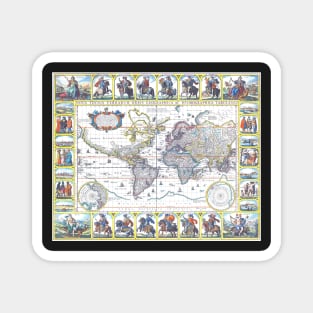 World map wall art 1652 dorm decor mappemonde Art Print Magnet