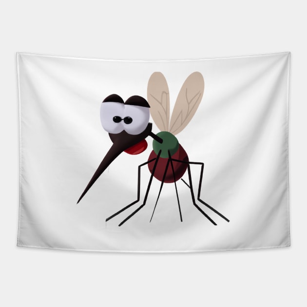 Cute Mosquito Drawing Tapestry by Play Zoo