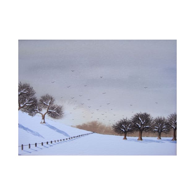 Rural landscape snow scene at christmas by pollywolly