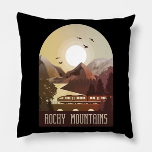 adventure in vintage Rocky Mountains Pillow