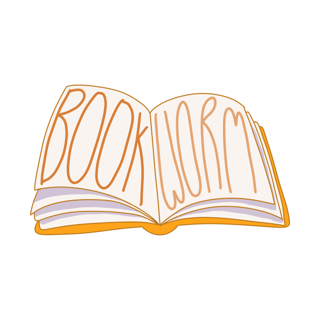 Bookworm orange yellow book for readers by loulou-artifex