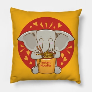 African Bush Elephant eating noodles, African Forest Elephant, elephant life, elephant wildlife, cute animal friendly, elephant for kids, nursery elephant Pillow