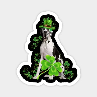 Lucky Great Dane Dog Shamrock St Patrick's Day Magnet