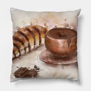 Painting of Chocolate Delights, Pastry and Hot Cocoa Pillow