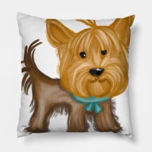 Cute Yorkshire Terrier Drawing Pillow
