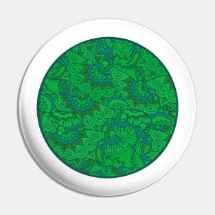 Green zentangle circle Pin