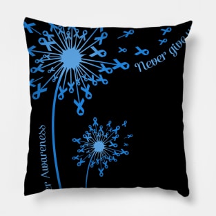 Dandelion Colon Cancer Awareness Never Give Up Pillow