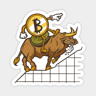 Bitcoin Riding The Trend Crypto Blockchain Trader Bull Art Magnet