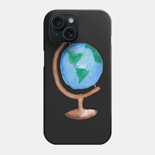 Watercolor World Globe Map Phone Case