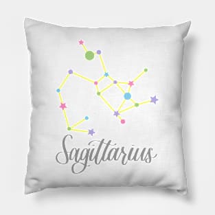 Sagittarius Zodiac Constellation in Rainbow Pastels Pillow