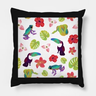 Rainforest White Toucans Pillow