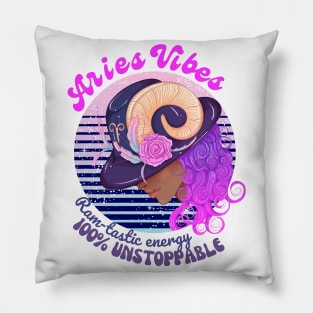 Funny Aries Zodiac Sign - Aries Vibes, Ramstastic Energy, 100% Unstoppable Pillow