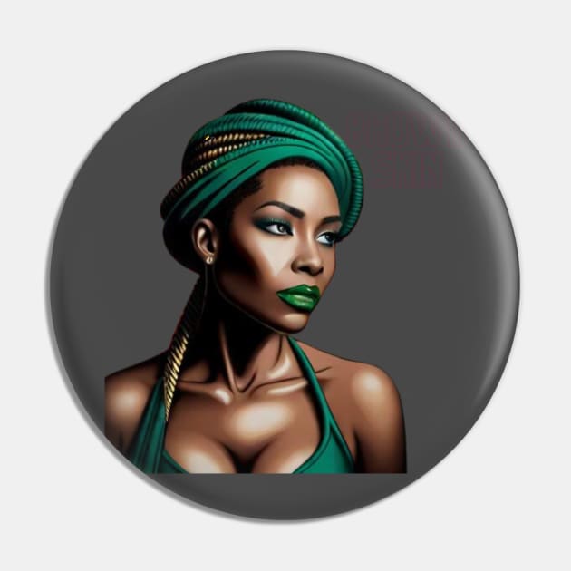 Brown Skin Green Head Wrap Beauty Pin by Brown Skin Garms By Urmajes-Tees 