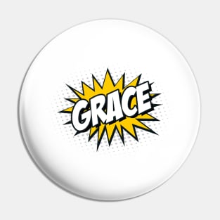 'Grace' Cartoon or Comic Book Style Kapow / Wow Design Pin