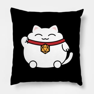 Cat with Polyhedral 20 Sided Dice Nerdy Cats Lover Pillow