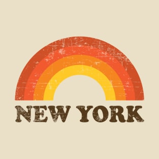 Vintage New York Vacation Souvenir Retro Rainbow T-Shirt