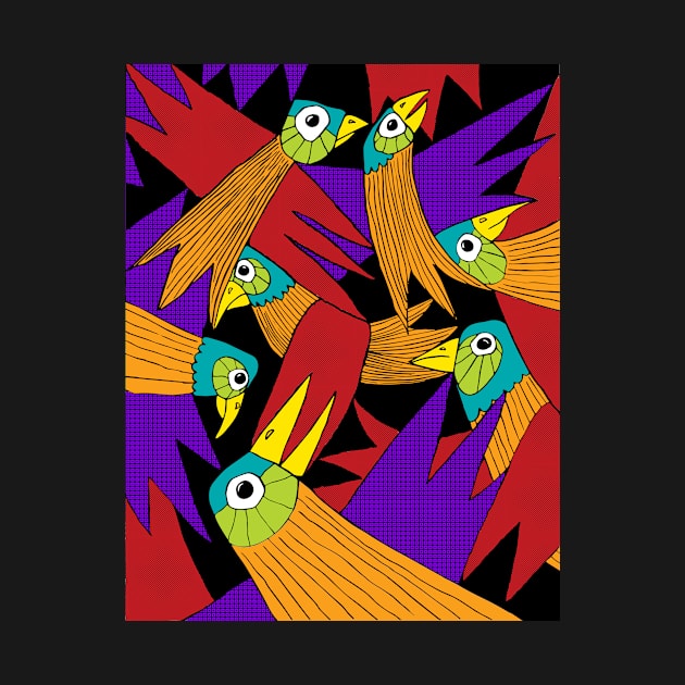 Parrot bird pattern in color by Please Pass the Art