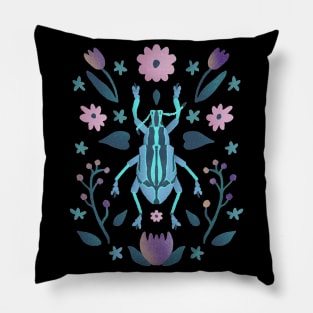 Bright Blue Beetle Pillow