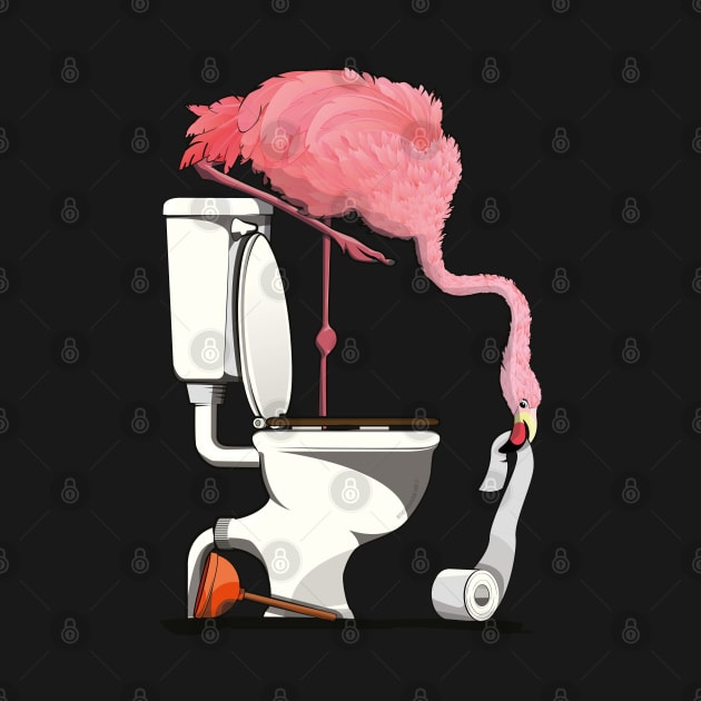 Flamingo on the Toilet by InTheWashroom