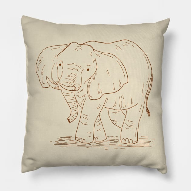 Elephant Outline Art Pillow by Mako Design 