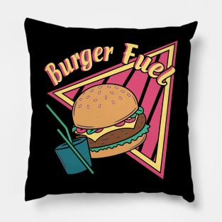 Burger Fuel Retro Style – 80s Fast Food Design for Food Lovers Pillow
