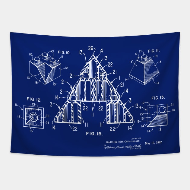 Lego Bricks Patent Blueprint 1962 Tapestry by MadebyDesign