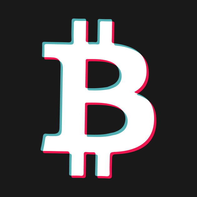 Bitcoin Social Media App blue pink glitch modern typography art gift by star trek fanart and more