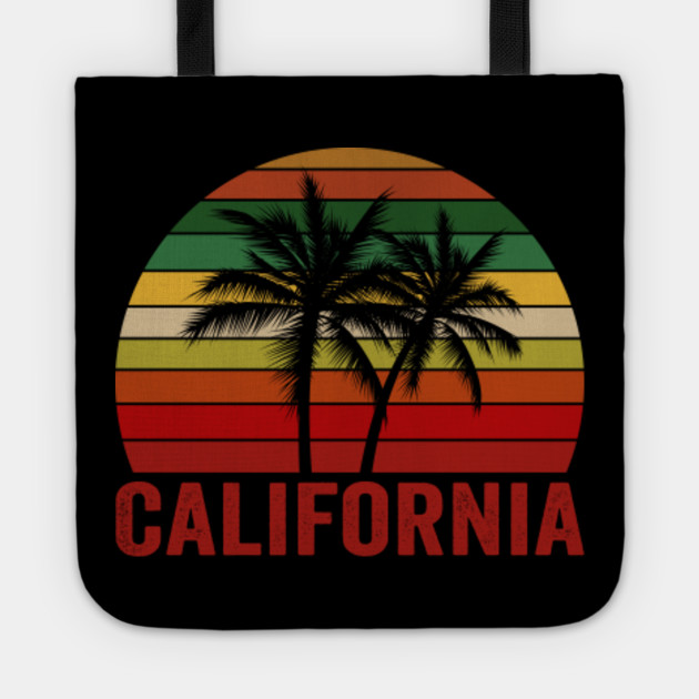 Download Retro Vintage California Sunset Beach Palm Tree Vacation Souvenir California Beach Tote Teepublic