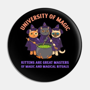 University of Magic / Kittens are great masters of magic / Halloween Pin