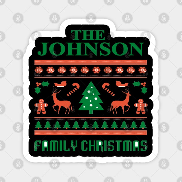 Family Christmas - Groovy Christmas JOHNSON family, Family Christmas T-shirt, Pjama T-shirt Magnet by DigillusionStudio