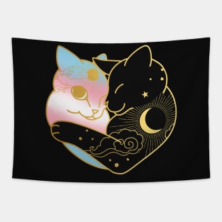 Transgender Celestial Cat Heart Tapestry