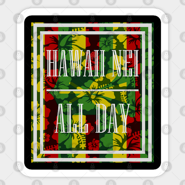 Hawai I Kanaka Maoli Floral Flag By Hawaii Nei All Day Hawaii Sticker Teepublic Simeona stated that this unearthed design was resurrected from an 'original' hawaiian green, red and yellow striped flag, destroyed by british navy capt. teepublic