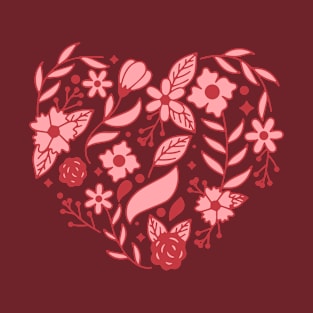 Wildflower Pink Heart for Valentine's Day or Mother's Day T-Shirt